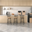 Homy Casa 3-Piece Bar Stool Set with Curved Metal Backrest in Brown for Home Bar