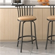 Homy Casa 3-Piece Bar Stool Set with Curved Metal Backrest in Brown for Home Bar
