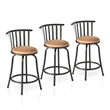Homy Casa 3-Piece Bar Stool Set with Curved Metal Backrest in Brown for Home Bar