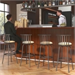 Homy Casa 3-Piece Bar Stool Set with Curved Metal Backrest in Brown