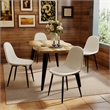 Homy Casa Set of 4 Lumos Beige Fabric Home Dining Chairs with Black Metal Legs