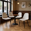 Homy Casa Set of 4 Lumos Beige Fabric Cafe Chairs with Black Metal Legs