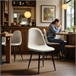 Homy Casa Set of 4 Lumos Beige Fabric Cafe Chairs with Black Metal Legs