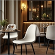 Homy Casa Set of 4 Lumos Beige Fabric Cafe Chairs with Black Metal Legs