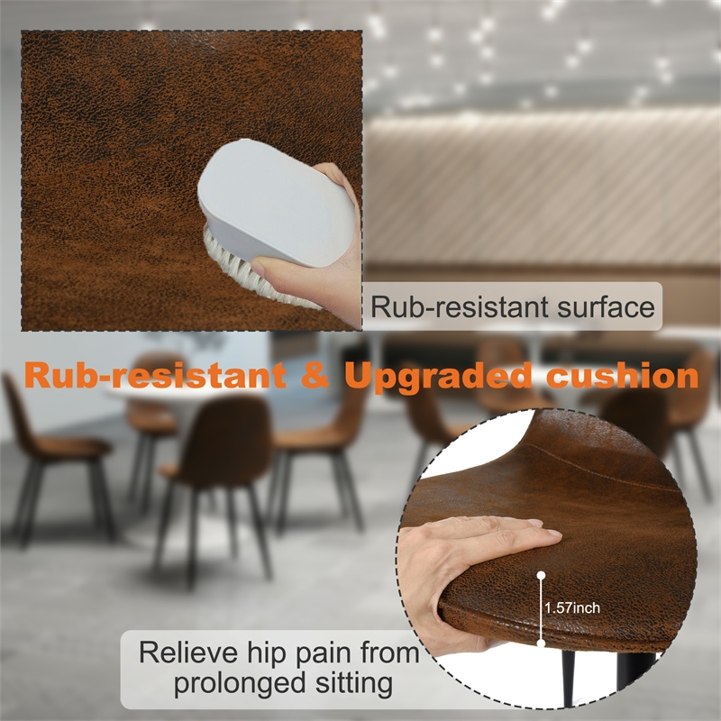 Homy Casa Set of 4 Suede Brown Cafe Chairs with Black Metal Legs
