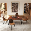 Homy Casa Set of 4 Suede Brown Home Dining Chairs with Black Metal Legs