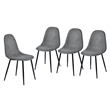 Homy Casa Set of 4 Grey Terry Fabric Home Dining Chairs with Black Metal Legs