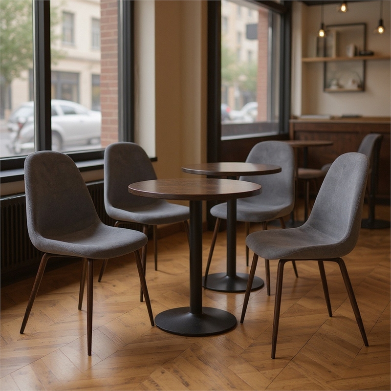 Homy Casa Set of 4 Grey Terry Fabric Cafe Chairs with Black Metal Legs