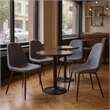 Homy Casa Set of 4 Grey Terry Fabric Cafe Chairs with Black Metal Legs