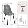 Homy Casa Set of 4 Grey Terry Fabric Cafe Chairs with Black Metal Legs