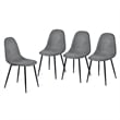 Homy Casa Set of 4 Grey Terry Fabric Cafe Chairs with Black Metal Legs