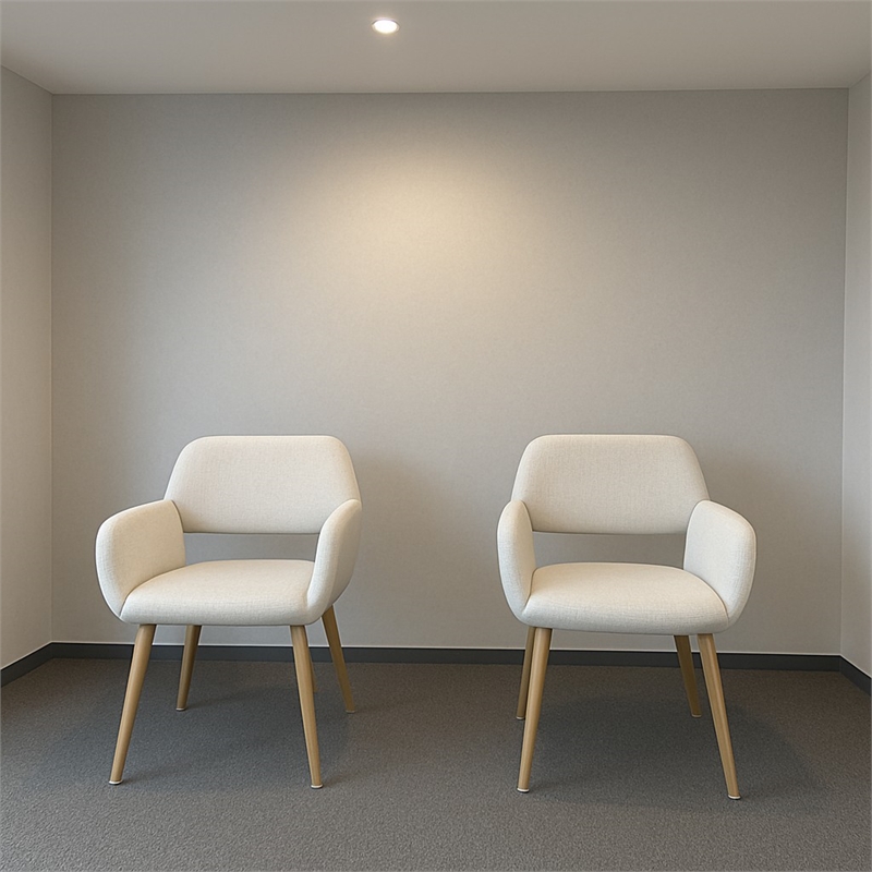 Homy Casa Set of 2 Beige Fabric Reception Chairs with Light Wood Legs