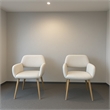 Homy Casa Set of 2 Beige Fabric Reception Chairs with Light Wood Legs