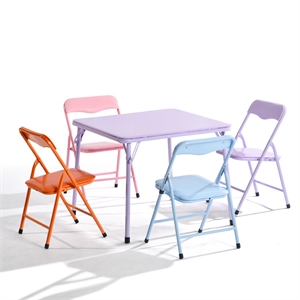 Homy Casa Multi-Color 5-Piece Steel & PVC Kid's Table and Chair Set for Picnics