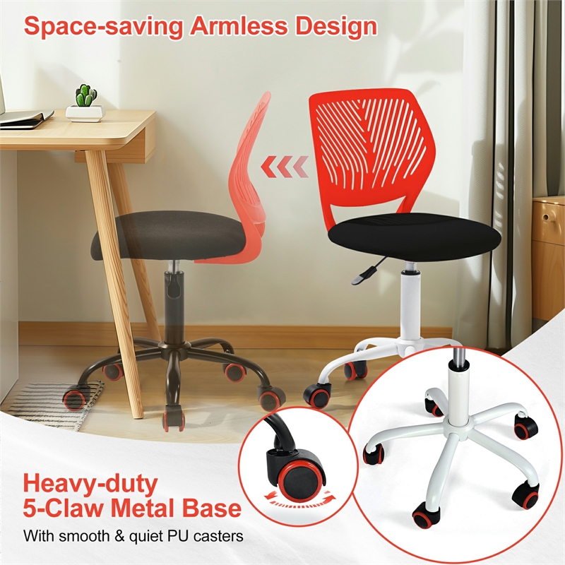 Homy Casa Red Plastic-Back Fabric Seat Adjustable Swivel Chair for Kitchen