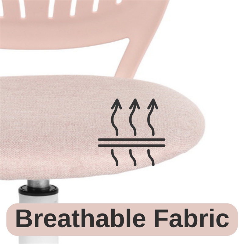 Homy Casa Pink Mesh & Fabric Kitchen Counter Helper Chair with Height Adjustment