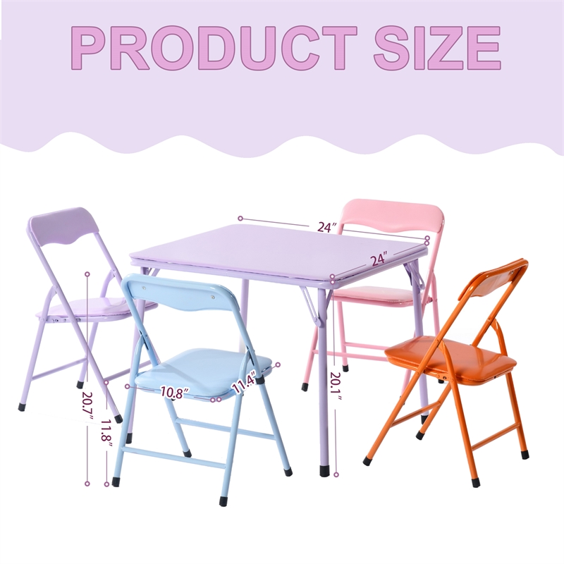 Homy Casa Multi-Color 5-Piece Steel & PVC Kid's Table and Chair Set for Patio