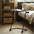 Homy Casa Black Steel Adjustable Folding Over-Bed Desk Table with Cup Holder