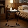 Homy Casa Black Steel Adjustable Folding Over-Bed Desk Table with Cup Holder