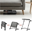 Homy Casa Black Steel Adjustable Folding Over-Bed Desk Table with Cup Holder