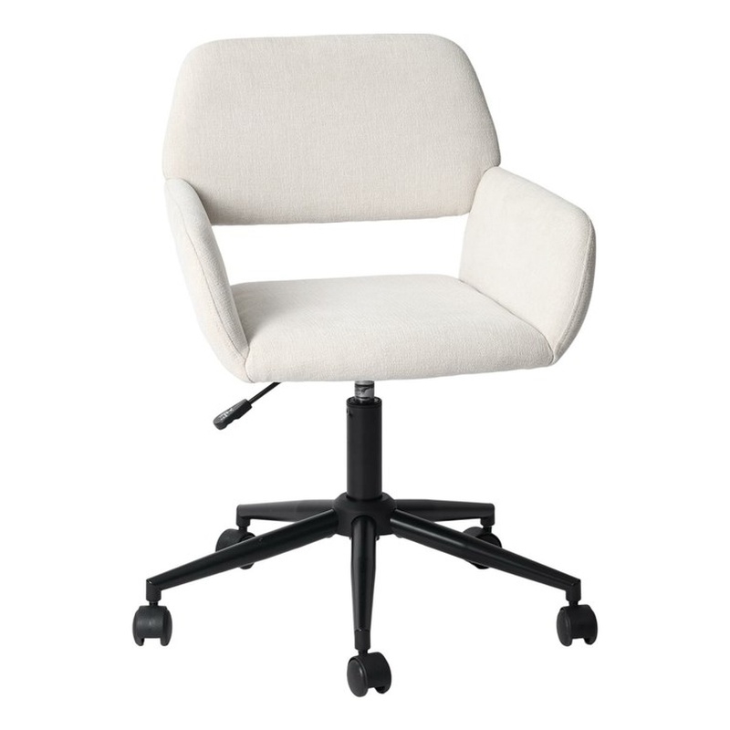 Homy Casa Chenille Beige Fabric and Metal Base Swivel Dining Chair