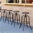 Homy Casa Set of 2 Walnut MDF Seat and Black Metal Outdoor Bar Stools