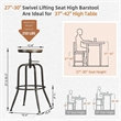 Homy Casa Set of 2 Walnut MDF Seat and Black Metal Outdoor Bar Stools