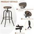 Homy Casa Set of 2 Walnut MDF Seat and Black Metal Outdoor Bar Stools