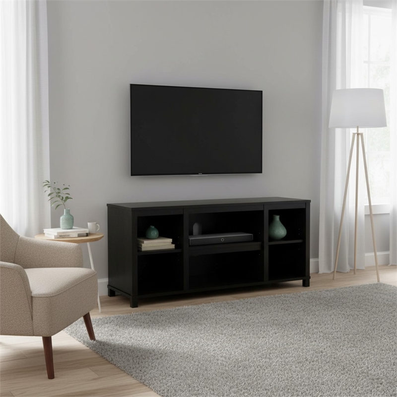 Homy Casa Black Particle Board TV Stand and Media Console for Living Room