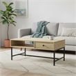 Homy Casa Natural Engineered Wood and Metal Coffee Table for Living Room
