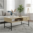 Homy Casa Natural Engineered Wood and Metal Coffee Table for Living Room