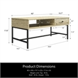 Homy Casa Natural Engineered Wood and Metal Coffee Table for Living Room