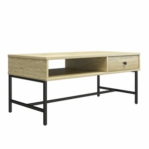 Homy Casa Natural Engineered Wood and Metal Coffee Table for Living Room