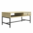 Homy Casa Natural Engineered Wood and Metal Coffee Table for Living Room