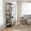 Homy Casa Gray Metal Bookcase Open Back Room Divider with 6 Shelves