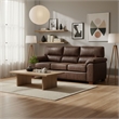 Homy Casa Vintage Dark Brown Breathable PU Leather Three-Seat Sofa