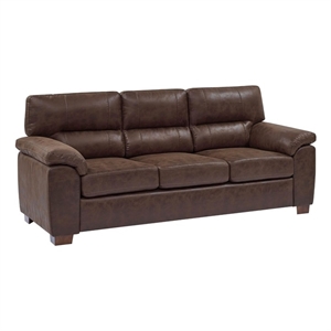 Homy Casa Vintage Dark Brown Breathable PU Leather Three-Seat Sofa