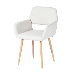 Homy Casa 16&quot Upholstered Fabric Dining Chairs with Armrests in Beige (Set of 6)