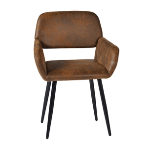 Homy Casa 16&quot Upholstered Suede Dining Chairs with Armrests in Brown (Set of 6)
