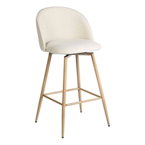 Homy Casa 26&quot Fabric Upholstered Counter Stool in Beige (Set of 2)