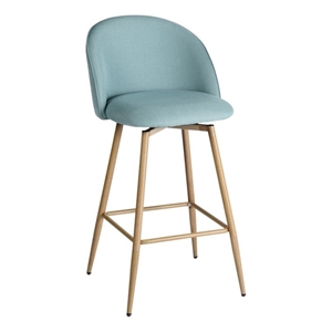 Homy Casa 26&quot Fabric Upholstered Counter Stool in Blue (Set of 2)