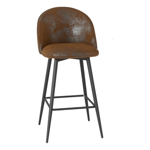 Homy Casa 26&quot Faux Suede Upholstered Counter Stool in Brown (Set of 2)