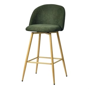 Homy Casa 26&quot Fabric Upholstered Counter Stool in Green (Set of 2)
