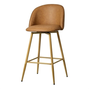 Homy Casa 26&quot Faux Leather Upholstered Counter Stool in Brown (Set of 2)