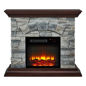 liviland 40 in. freestanding electric fireplace in gray