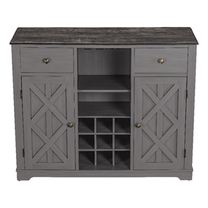liviland 47 in. gray wood bar cabinet w/ brushed nickel knobs