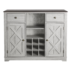 liviland 47 in. wood bar cabinet w/ brushed nickel knobs - off white
