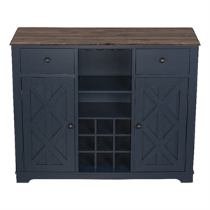 liviland 47 in. wood bar cabinet w/ brushed nickel knobs - navy blue