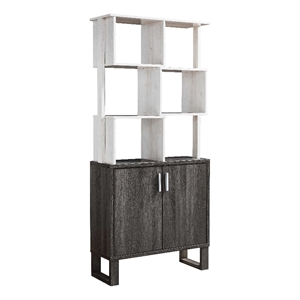 smart home furniture 6-shelf wood bookcase in white oak/distressed gray