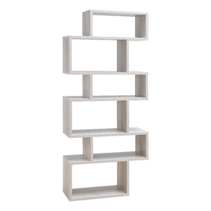 smart home furniture 6-shelf contemporary wood bookcase in white oak
